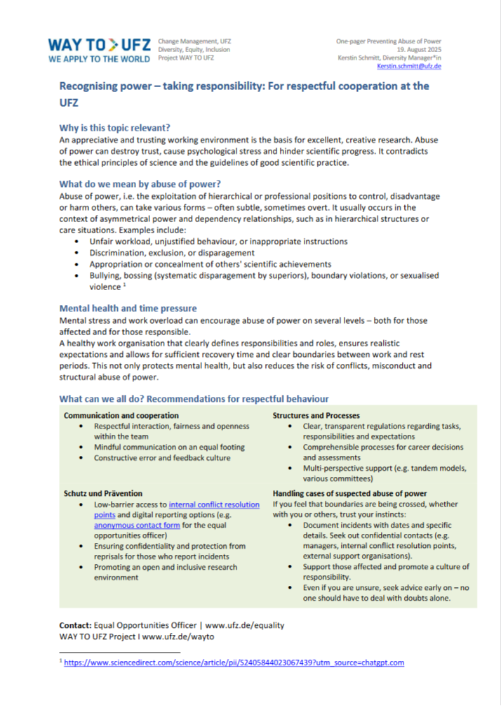 Onepager abuse of power